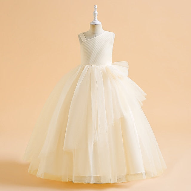 Sleeveless Formal Party Solid Girls' Kids Dress Color