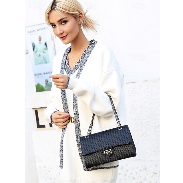Ensemble de sacs à main en cuir marron tissé pour femme – 3 pièces en similicuir