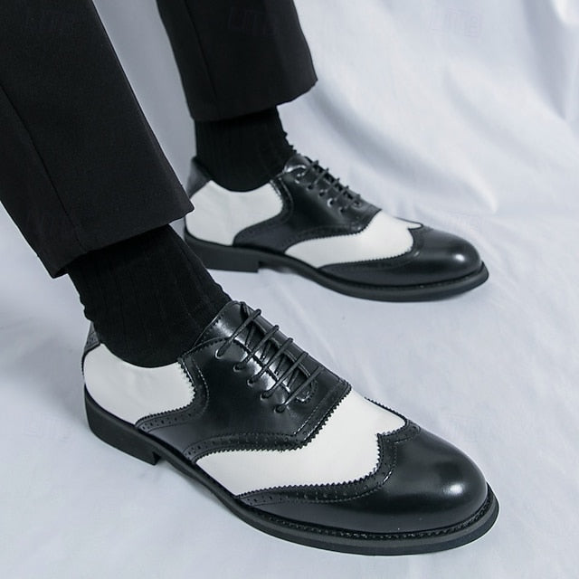 and White in Wingtip Men's Oxford Shoes Brogue Two-Tone
