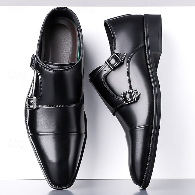 – Shoes Elegant Men's Monk Strap Dress Leather Double