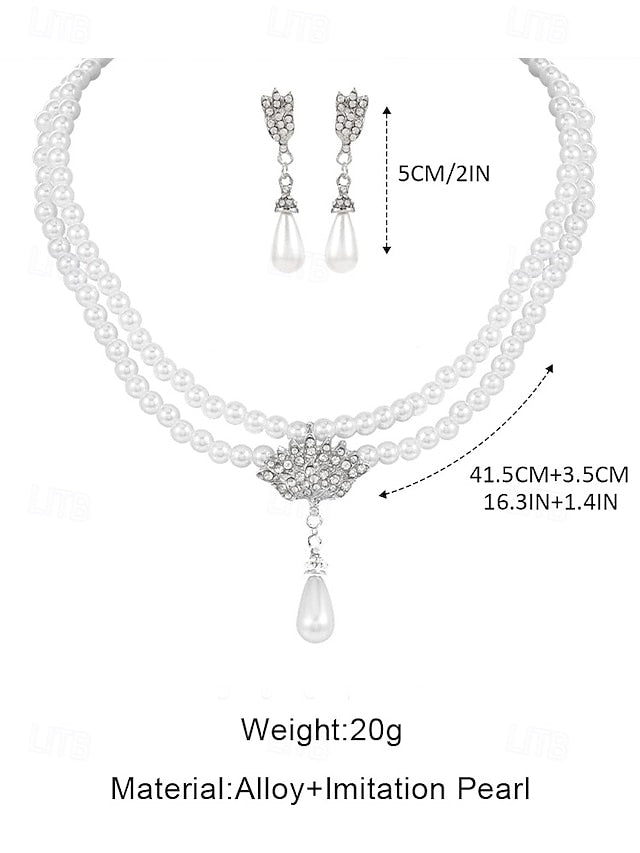 Double-Layer – Necklace Bridal Pearl Set Elegant Jewelry