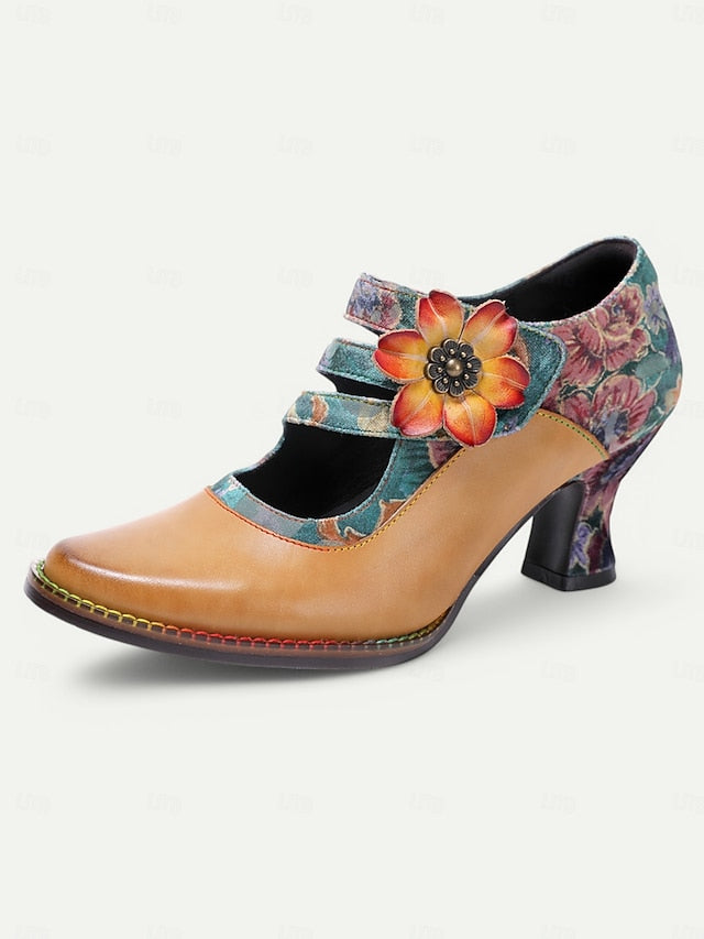 Heels 1930s Jane Floral Leather – Women's Mary Vintage