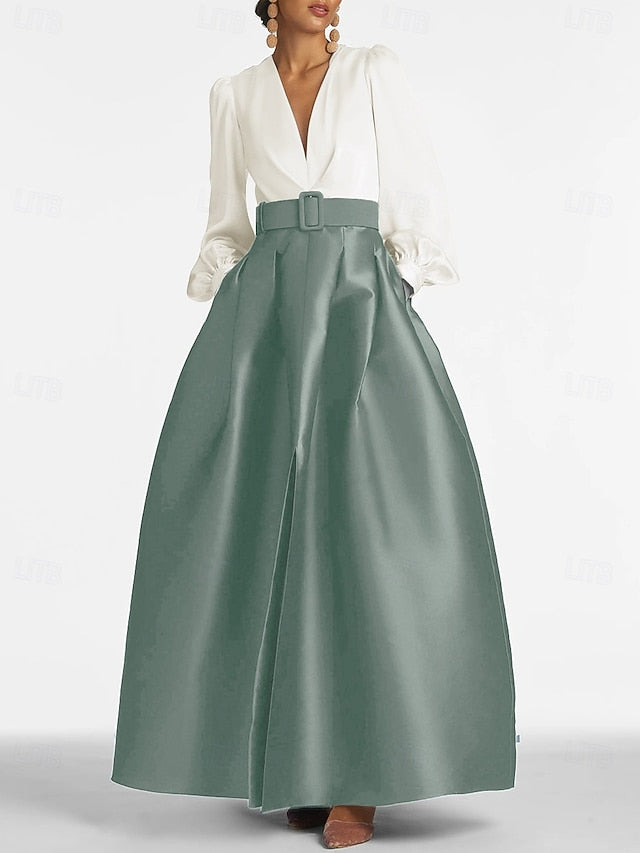 Wedding High Formal Guest Gown Floor Dress A-Line Evening Split