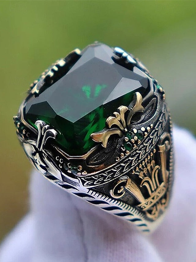 Gemstone Ring Alloy Men's