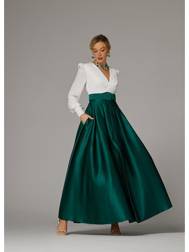 Dress Gown Formal High Wedding Evening A-Line Floor Guest Split
