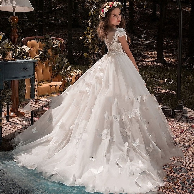 Solid Flower Girls' Kids Girl First Dress Communion