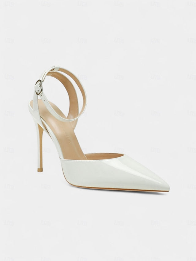 Stiletto Heels - Slingback Patent Nude Leather Women's