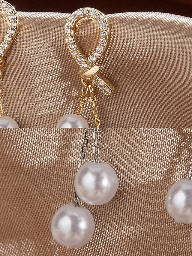 teardrop Women's rhinestone with earrings pearl imitation