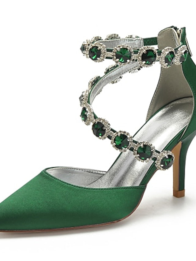 Purple Shoes Women's with Heel High Satin Rhinestone