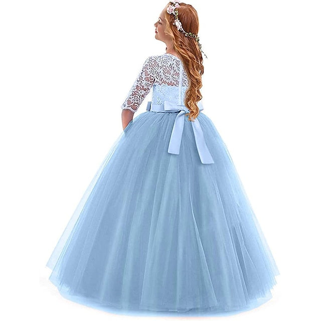 Lace Prom Girl Years 3-13 Kids Dress Princess Flower