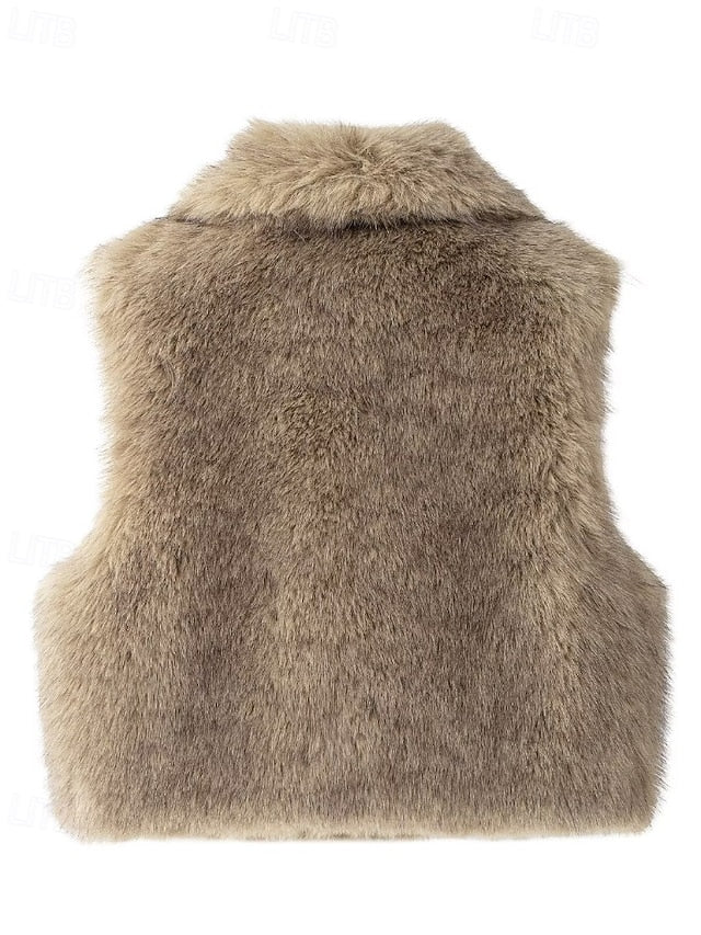 Furs Coat Fur Faux Vest Comfortable Leathers Women's