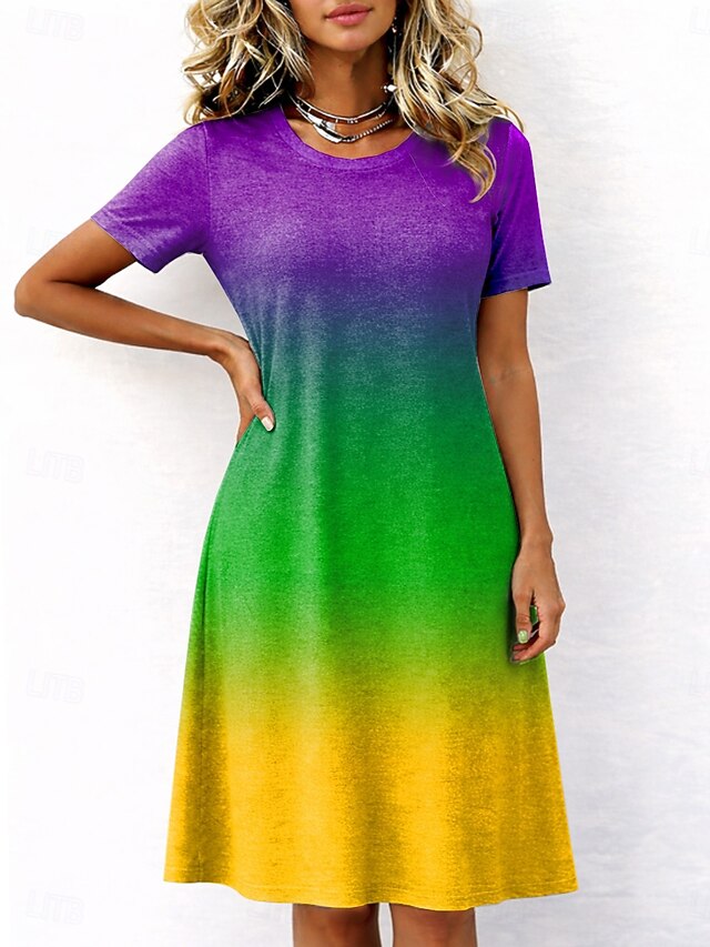 Mardi Gras Women's Midi Dress T Shirt Dress Tee Dress Shift