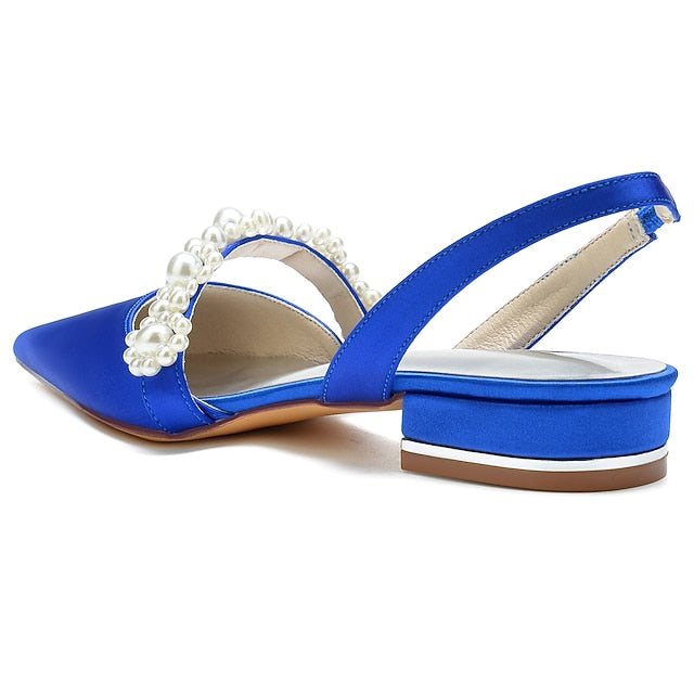 with Pearl White Elegant Satin Women's Shoes Dress