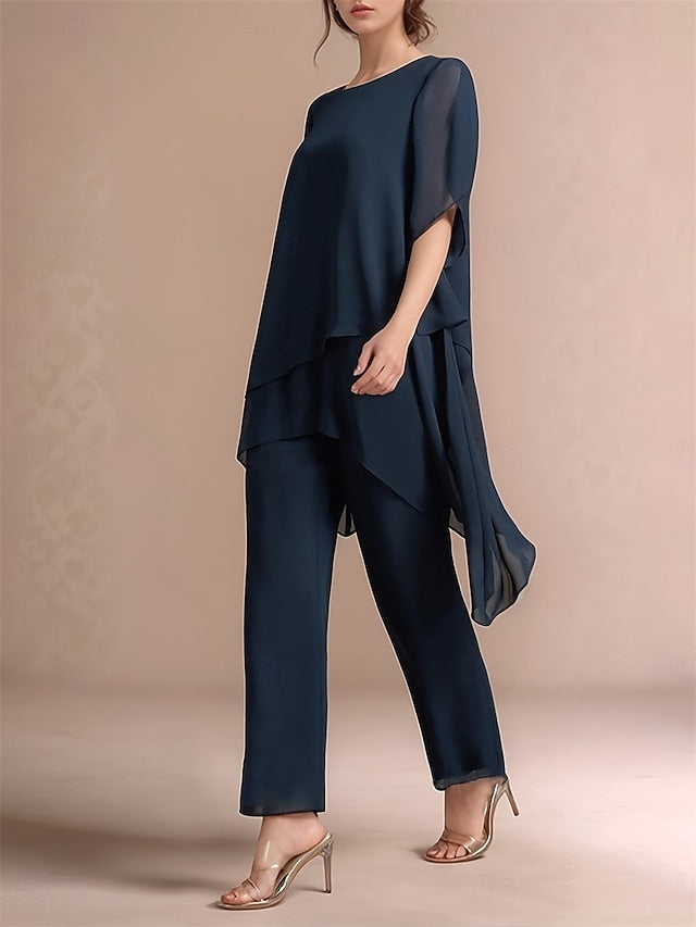 Classic the Bride Piece of Dress Crew Pantsuit Mother Neck 2