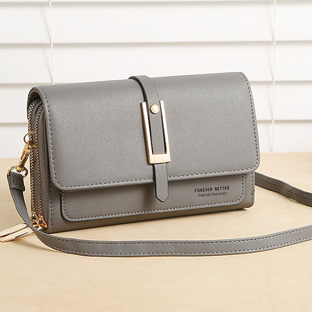 Sac à bandoulière en PU pour téléphone portable, portefeuille en cuir pour femme