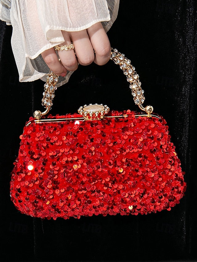 Women's Embellished Vintage Clutch Evening Bag Sequin –