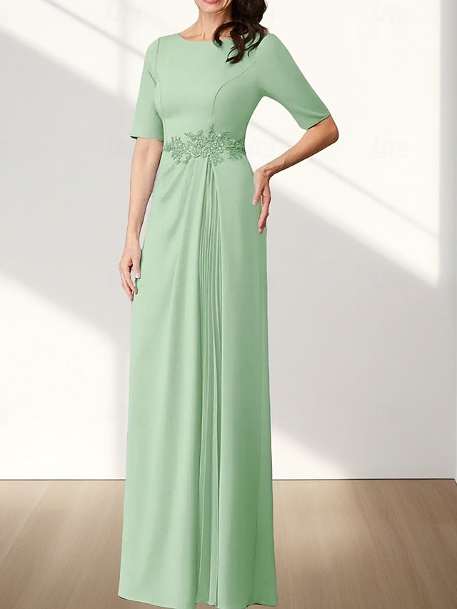 Neck Wedding Dress Bride Crew Guest Elegant Mother A-Line of the