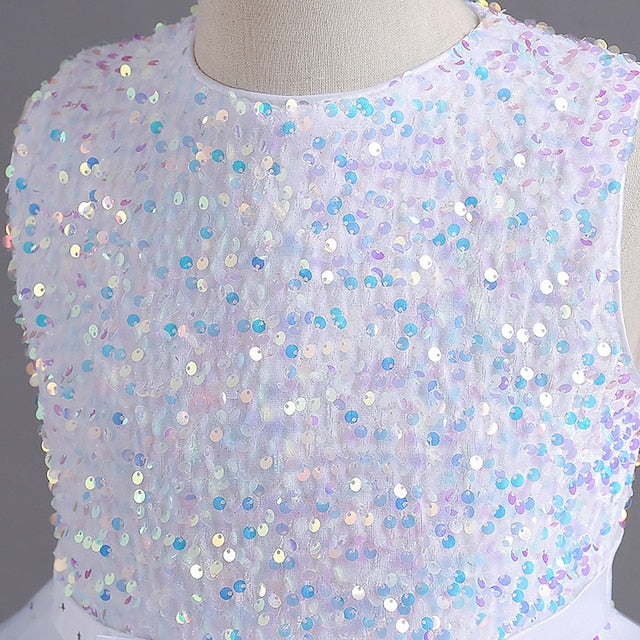 Kids Solid Party Girls' Color Sleeveless Dress
