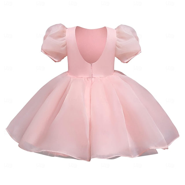 Color Party Dress Girl Girls' Solid Kids Flower