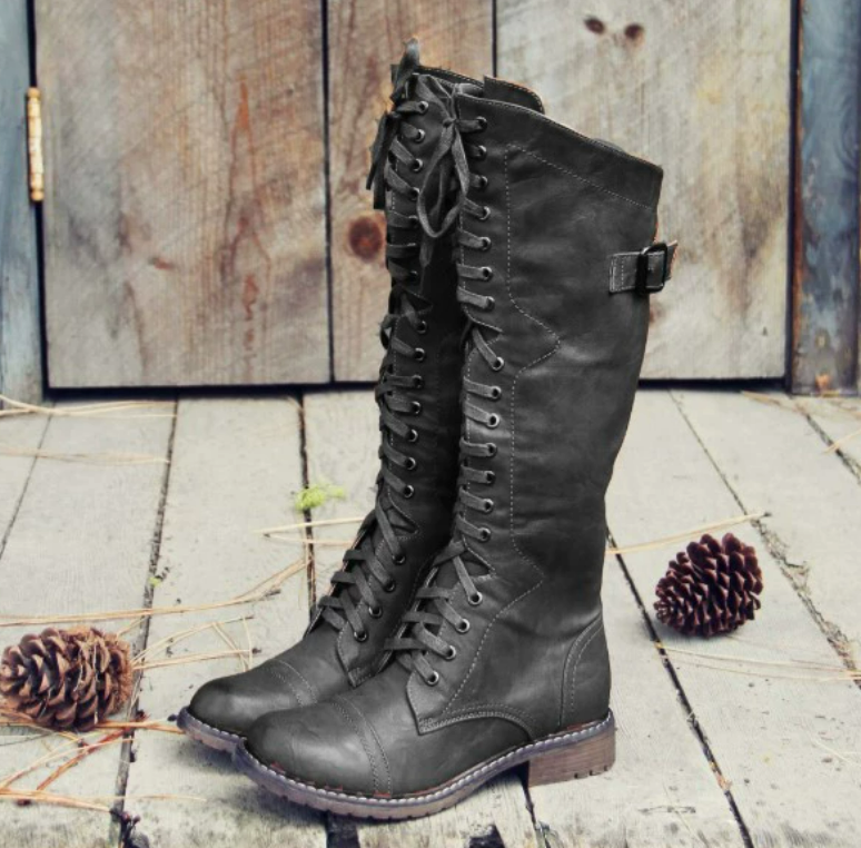 Bottes confortables à talon bloc et fermeture éclair sur le dessus du mocassin AH207