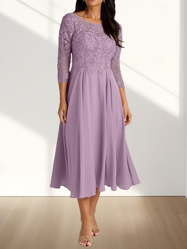 the A-Line Neck Mother Bride Elegant Dress Guest Wedding of Crew