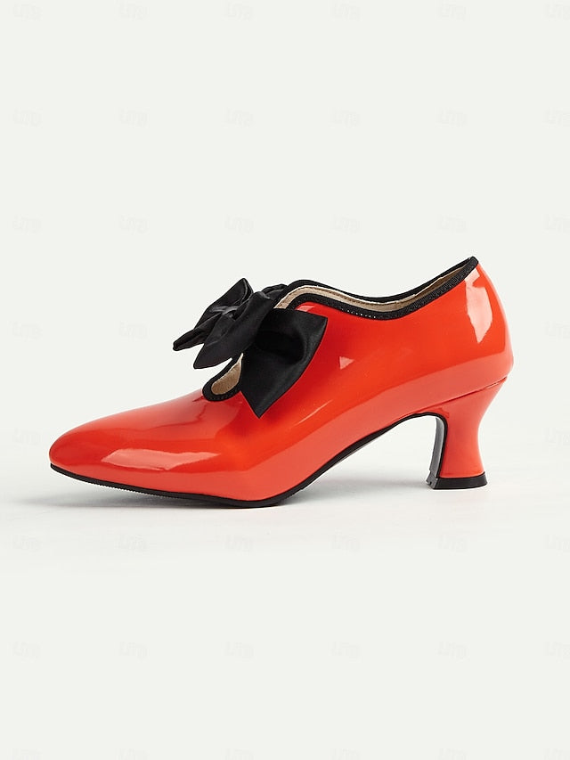 Red Vintage 1920s Women's – Shoes Low Leather Heel Patent