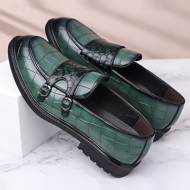 Pattern – Faux Crocodile Leather with Brown Men's Loafers