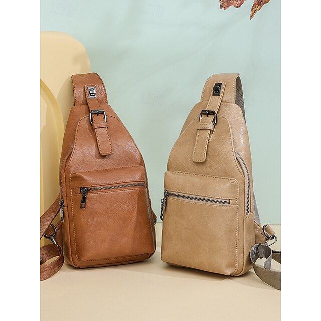 with Sling Faux Brown Bag Women's Leather Crossbody