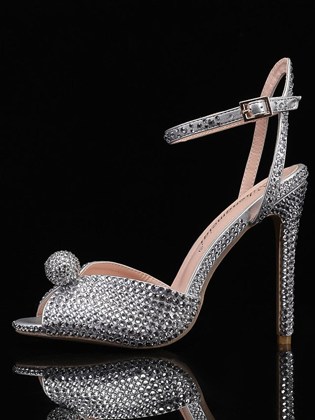 Women's Stiletto Embellished Sandals Rhinestone Heel with