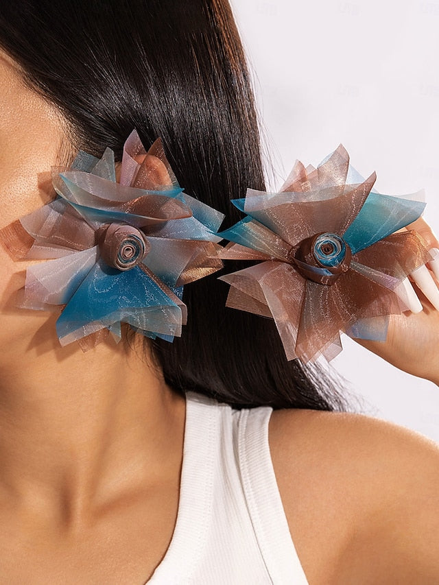 Floral Women's Statement Oversized Drop Flower Earrings -