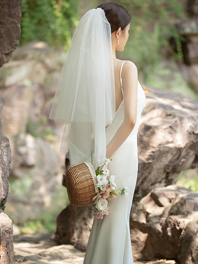Veil Bridal Soft with – Tulle Elegant Classic Two-Layer
