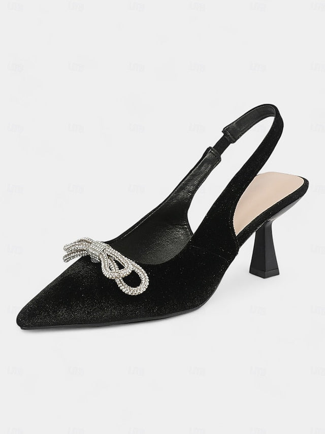 Toe Velvet Heels – Slingback Women's Pointed Cocktail