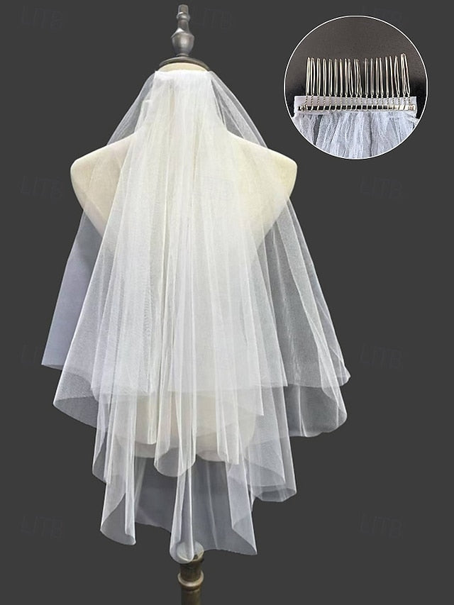 Veil Bridal Soft with – Tulle Elegant Classic Two-Layer