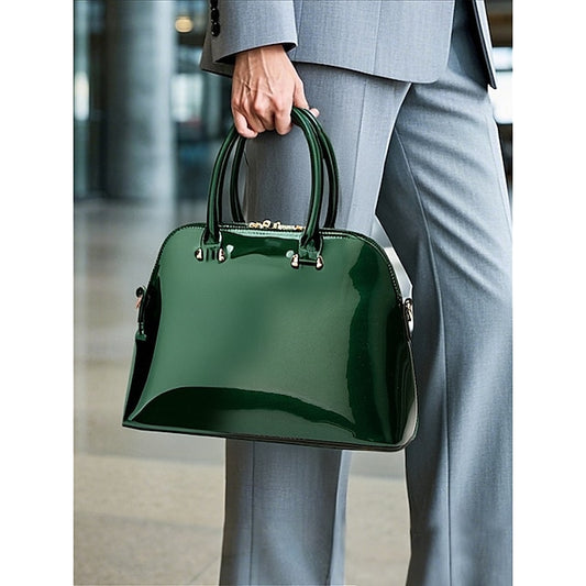 Sac fourre-tout en cuir verni - Vert élégant et brillant pour femme