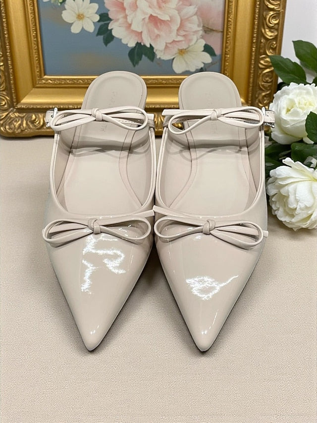 with Rhinestone Black Toe Pointed Women's Flats