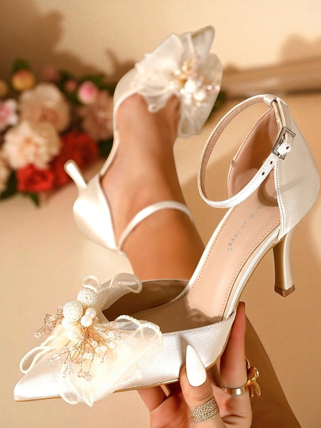 Strap Satin Ankle Pumps Bridal Elegant - Heels Women's with