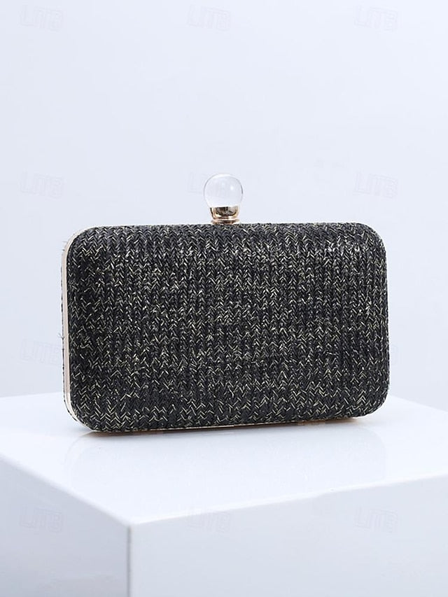 Elegant Pearl Clutch Straw Purse Clasp - with Stylish