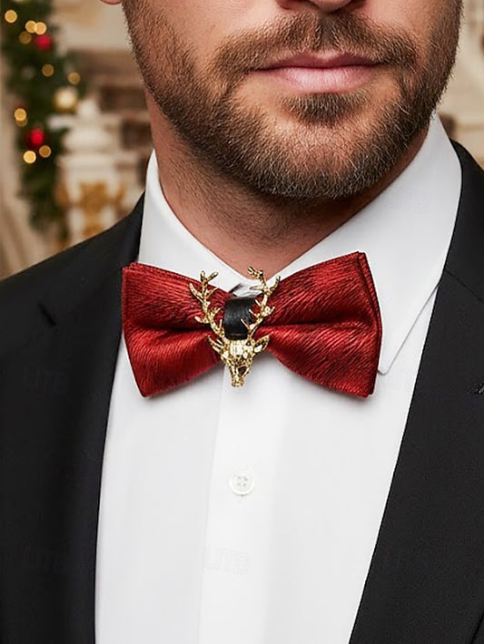 Gold Tie Pin Head Velvet with Men's Bow Deer