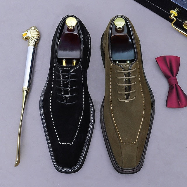 Men's Derby - Shoes Suede Classic Leather Genuine Cowhide