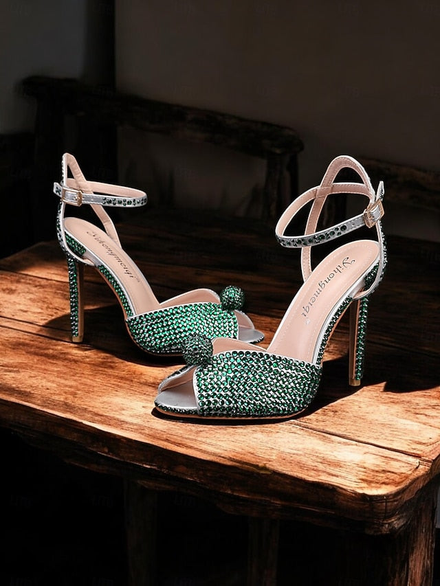 Women's Stiletto Embellished Sandals Rhinestone Heel with