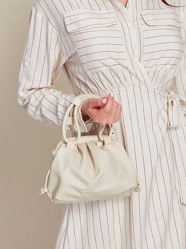 Elegant with Closure Handbag Cream Women's – Drawstring