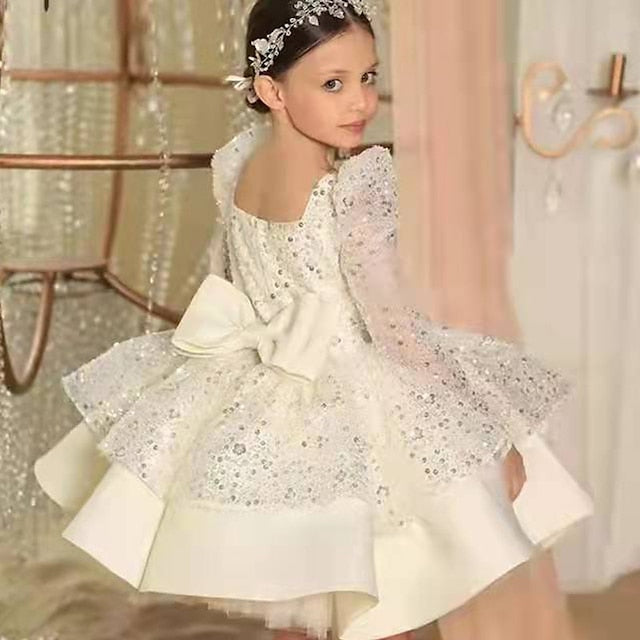 Girls' Dress Flower Long Sequin Kids Girl Party