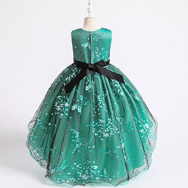 Dress Colored Girls' Kids Solid Wedding Floral Sleeveless