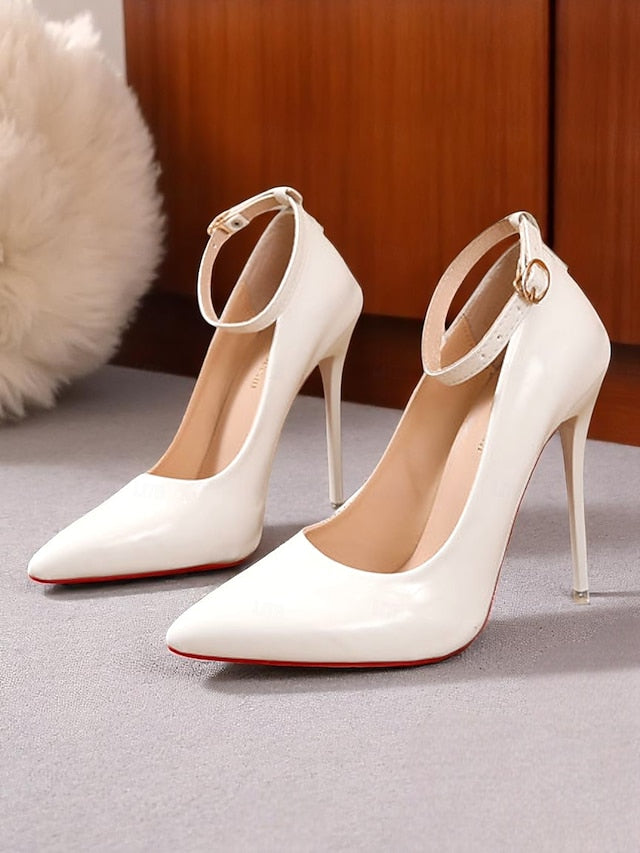 Stiletto Ankle Heels with Leather Women's Patent Black