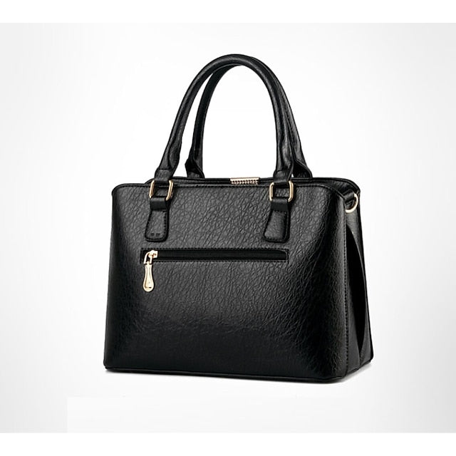 Elegant Faux Leather Structured Handbag – Green Women's