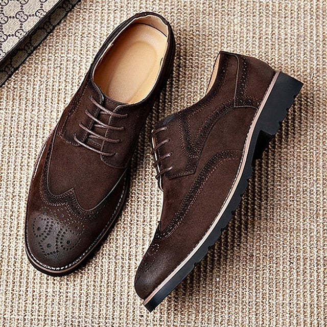 Brogue – Lace-Up Men's Derby Shoes Vintage Dress Brown