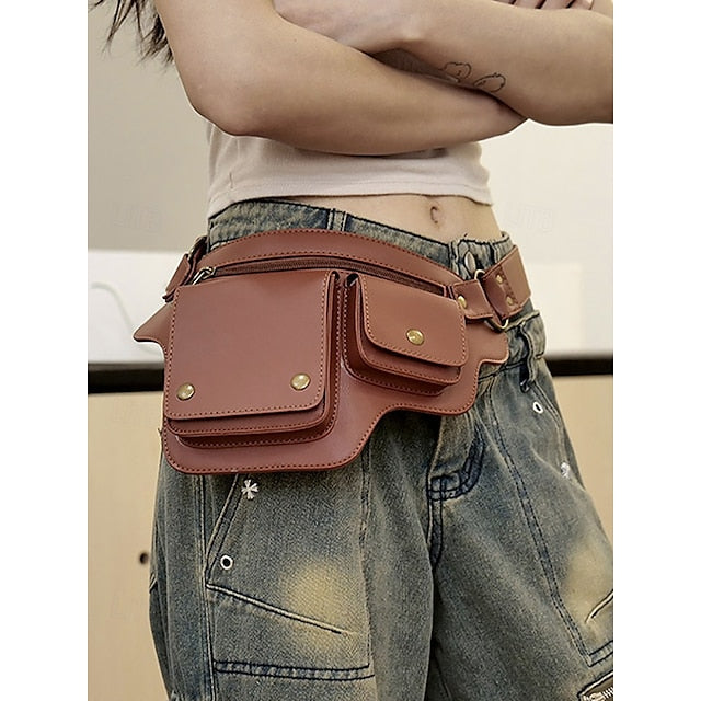 Utility Bag mit Vintage Gürtel Damen Leder Kunstleder