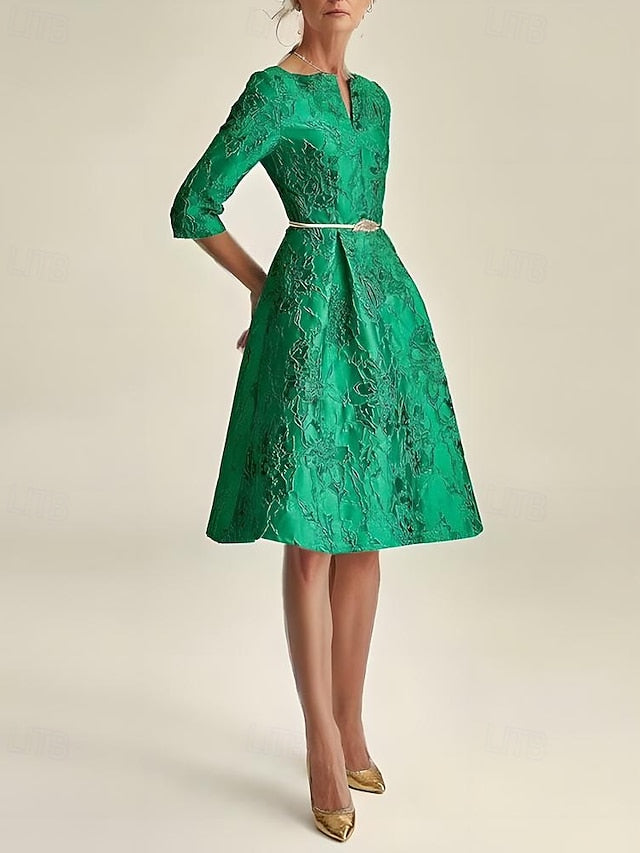 V Tea Dress Bride Mother Elegant of Neck Minimalist the A-Line