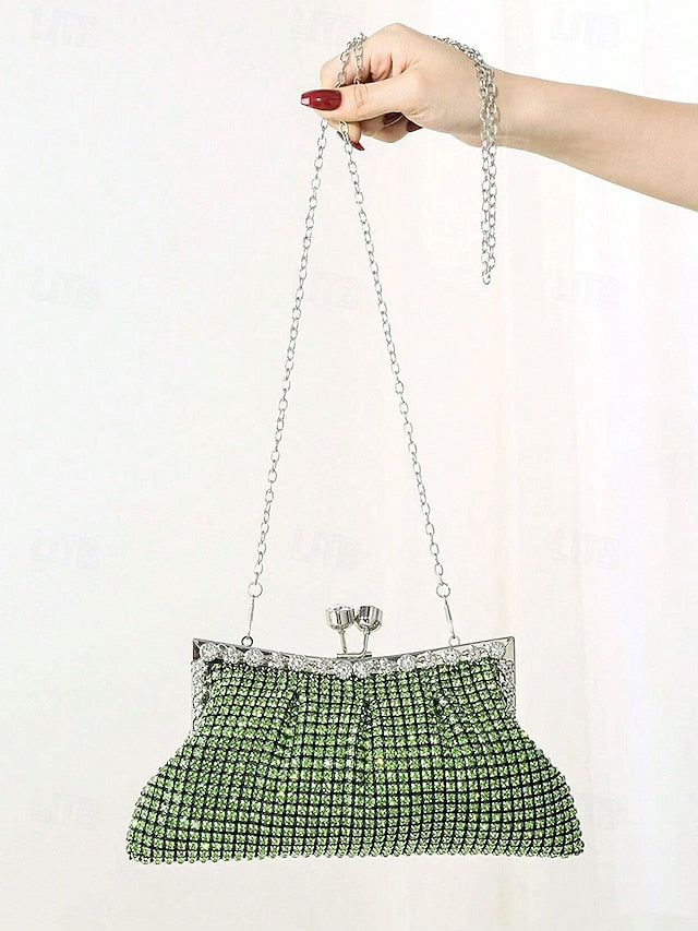 Vintage Sage Clutch Women's Purse Green Rhinestone –