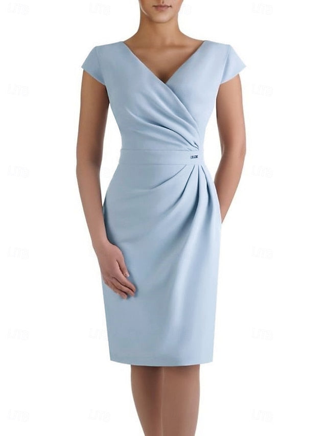 Elegant Sheath Wedding the of Mother Dress Guest Neck V Bride
